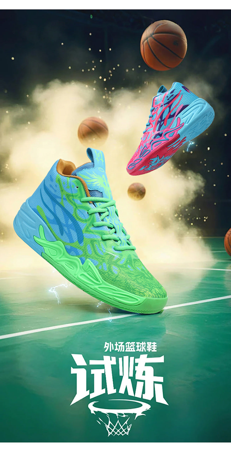 Fashion Trend Basketball Shoes New Youth Mandarin Duck Mesh Breathable Sports Shoes High-Top Training Boots