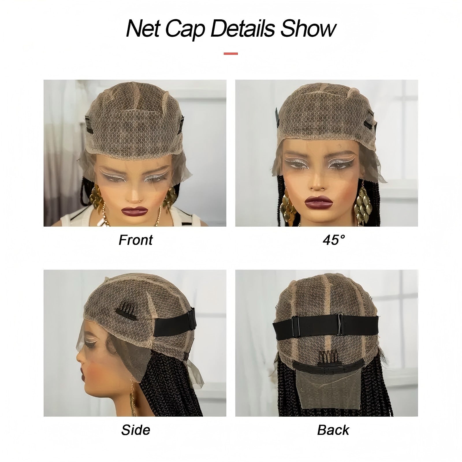 TEMU Amazon Cross-Border European and American Wig Three-Strand Braid Full Lace Hand-Woven Full Wig