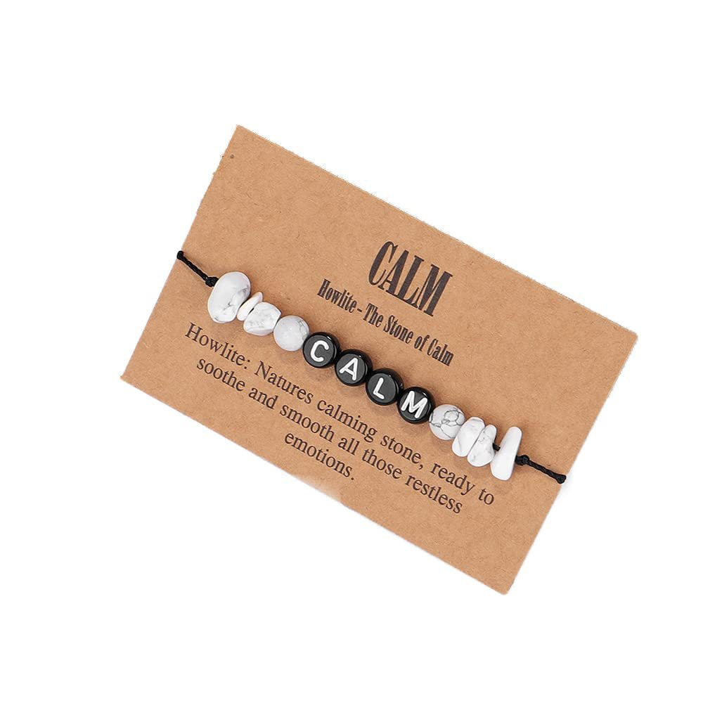 Crystal Crushed Stone Bracelet Handmade Woven Wax Cord Adjustable Women's Tiger Eye White Pine TRUST Letter bracelet