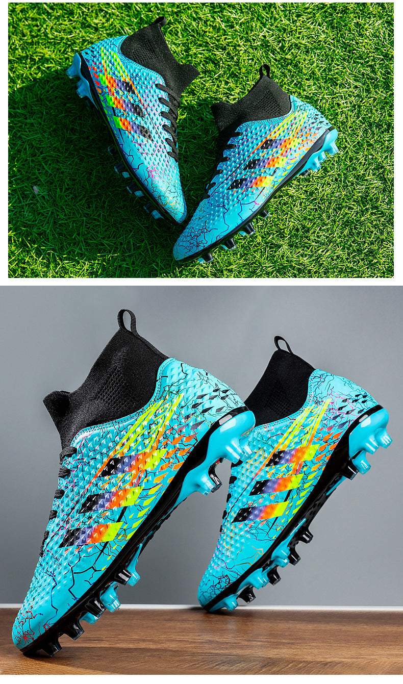 New high-top soccer shoes for men and women AG Spike TF Broken Nail Youth Student Grassland Competition Training Shoes