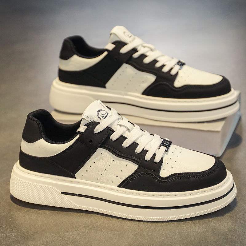 Internet Celebrity Men's Shoes Winter Versatile Casual Trendy Brand Sneakers Leather Waterproof Student Sports Height-Increasing White Trendy Shoes