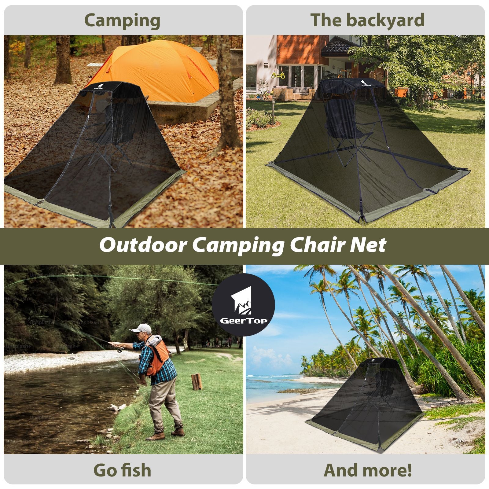New Outdoor Mosquito Net Anti-Mosquito Dense Mesh Camping Fishing Sunshade Canopy Leisure Beach Pavilion