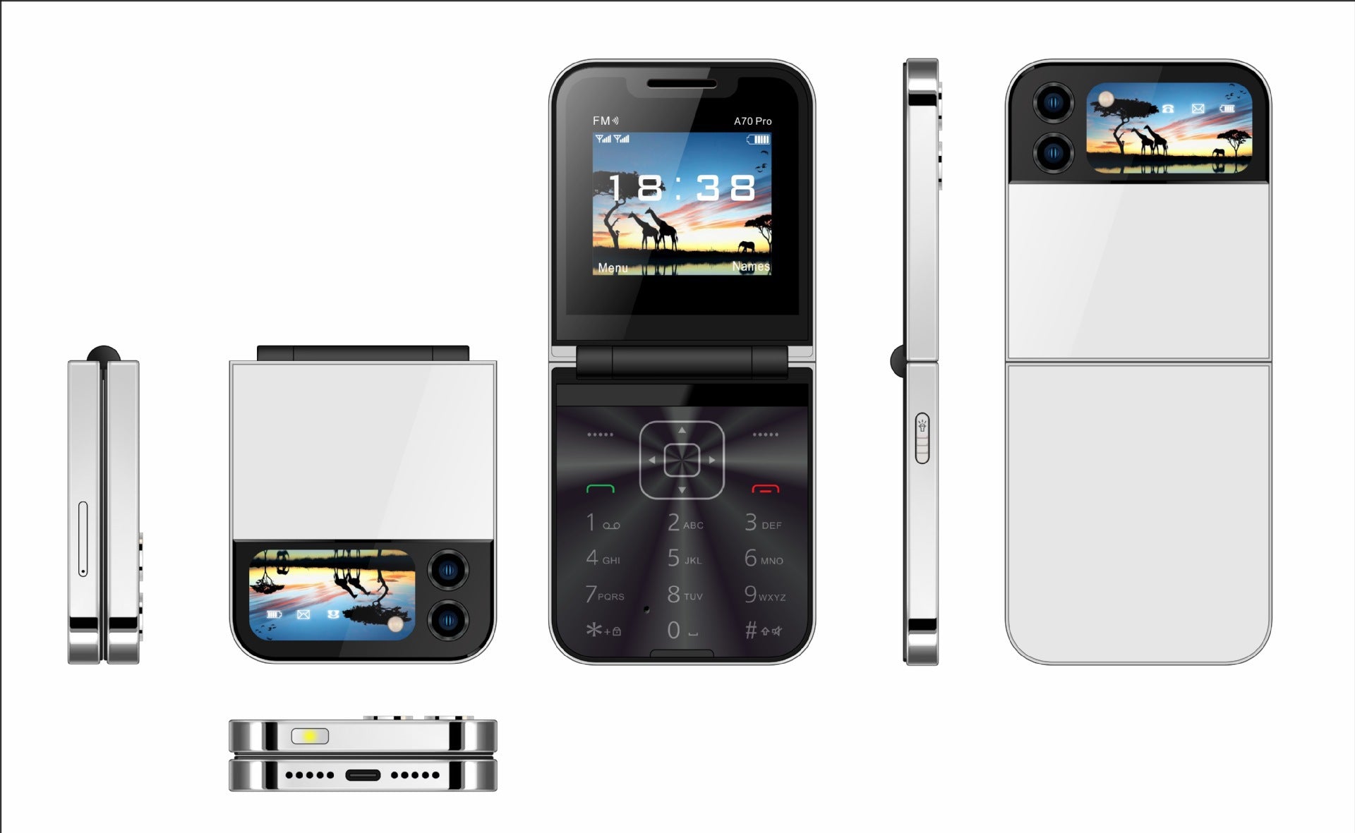 A7pro Flip Phone Mini Feature Phone Foldable Phone with Buttons2G Foreign Language Multi-Language