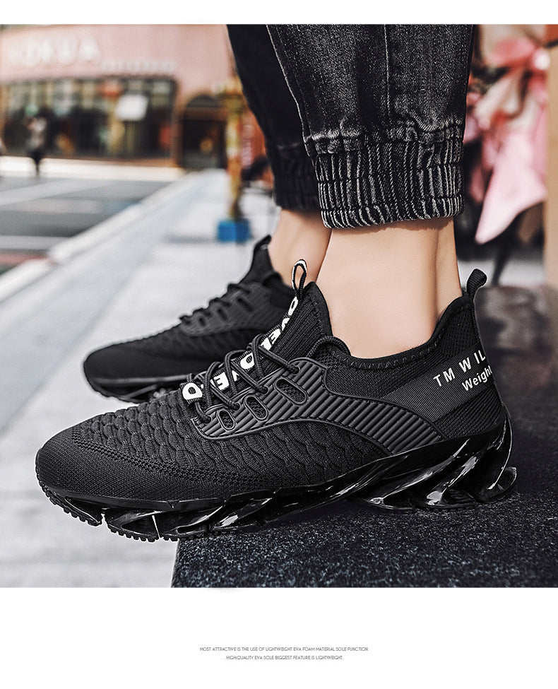 2025Summer New Men's Shoes Non-Slip Blade Shoes Men's Running Shoes Breathable Flyknit Mesh Shoes Sports Casual Shoes