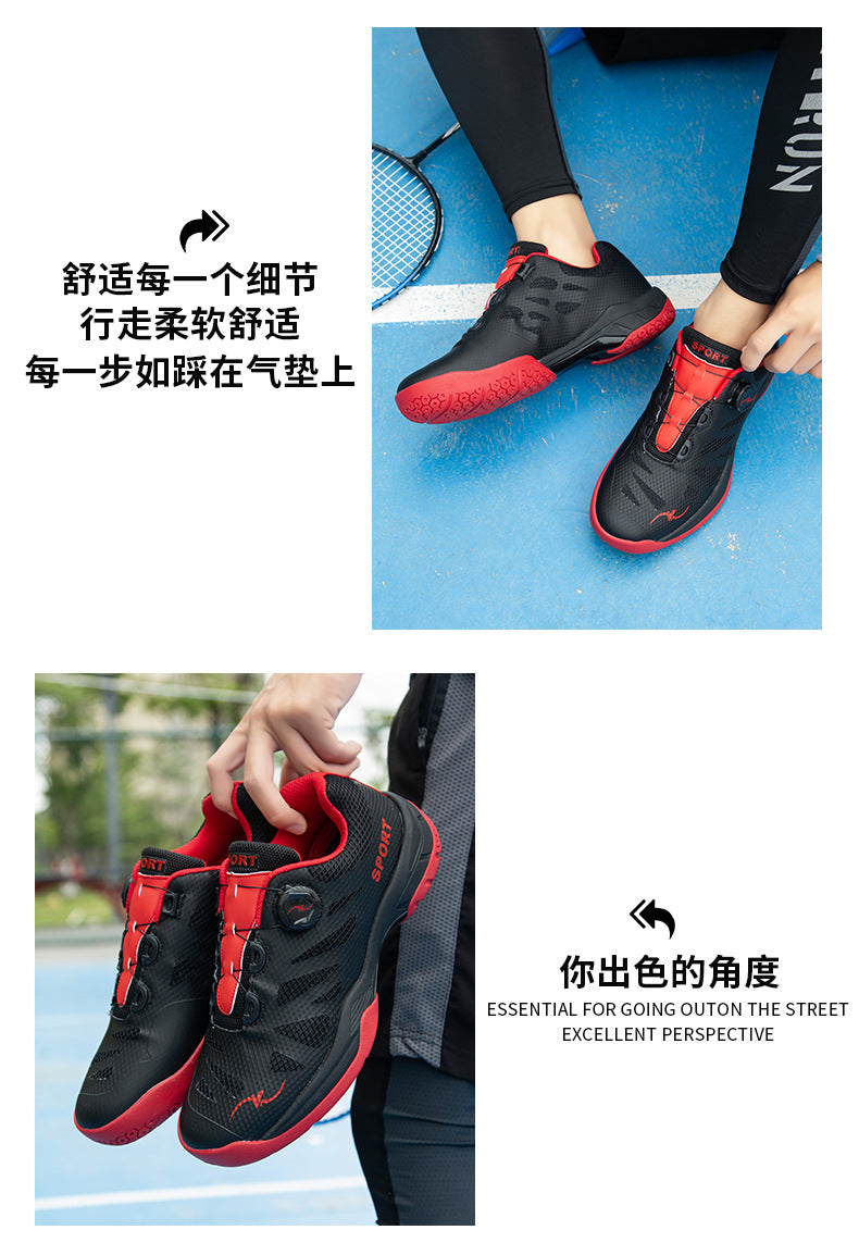 Plus Size New Luxury Fashion Rotating Buckle Badminton Shoes Trendy Versatile Tennis Table Tennis Sports Shoes