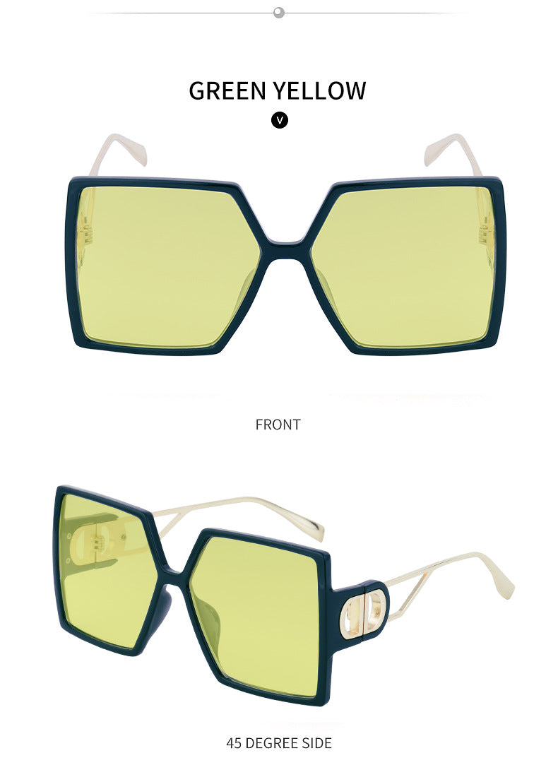 Fashion Large Frame Sunglasses for Women ins Internet Celebrity Style Square Frame Sunglasses for Women Trendy Street Photography Glasses sunglasses