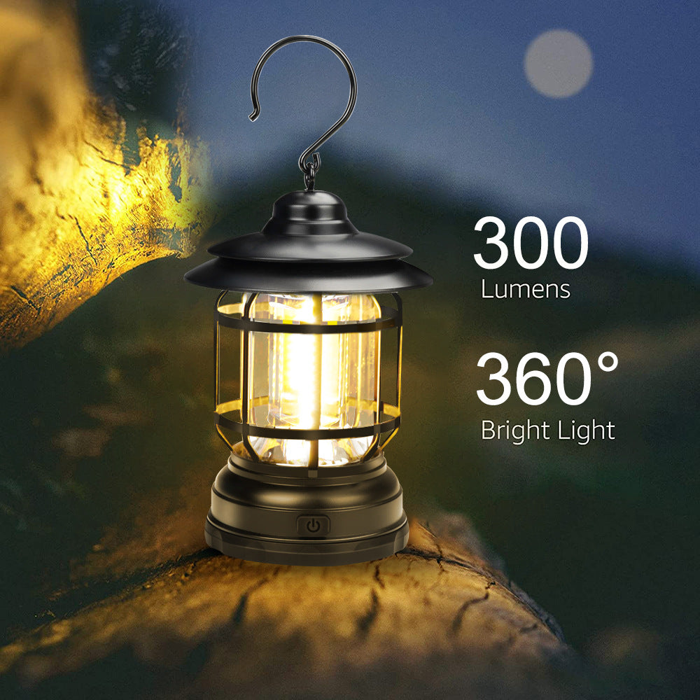 New Retro Tent Light Rechargeable Camping Light Multifunctional Outdoor Camping Light Adjustable Camping Emergency Light