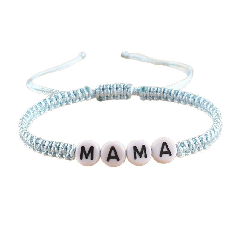 Mother's Day Birthday Gift Bracelet for Women, Stretchable Adjustable Handmade Woven Bracelet MAMA Letter Braided Bracelet