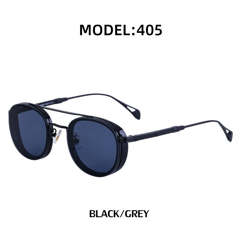 European and American Retro Oval Frame Sunglasses for Men, Side Wrap Small Frame Sunglasses for Women, Trendy Glasses Wholesale shades