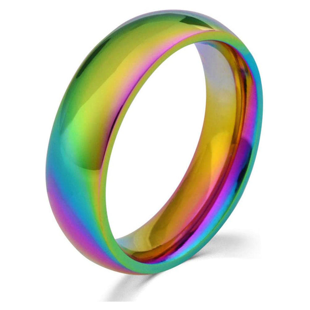 European and American Hematite Curved Ring for Men with High-end Feel, Personalized Ring for Women, Simple Colorful Faceted Ring