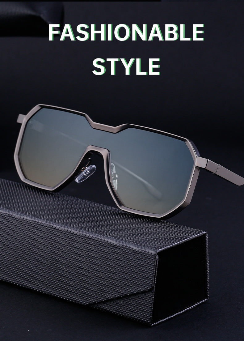 Irregular Steampunk Style Sunglasses European and American Metal Full Frame Integrated Sunglasses for Men Driving Glasses Wholesale