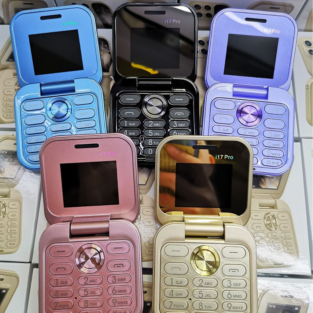 Wholesale New i17pro Flip Folding Phone Mini Phone Button Elderly Phone mini Feature Phone