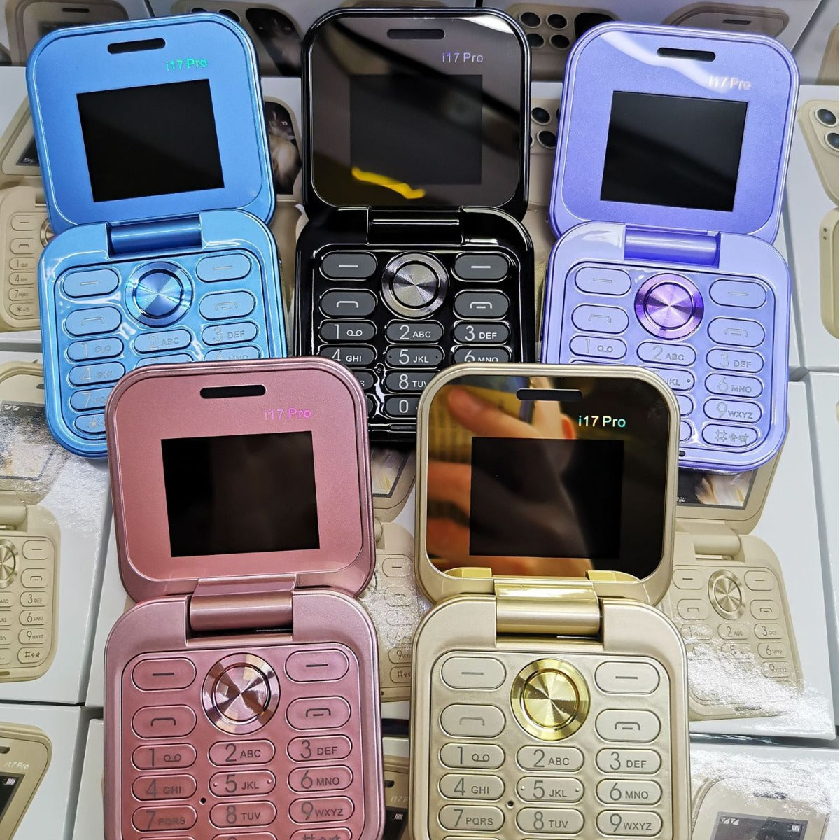 Wholesale New i17pro Flip Folding Phone Mini Phone Button Elderly Phone mini Feature Phone