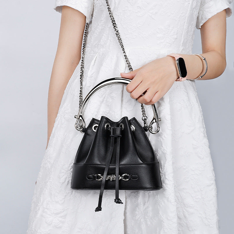 European and American Style Bucket Bag High-Quality Texture Fashion Women's Bag Drawstring Handbag Niche Versatile Shoulder Crossbody Bag for Women