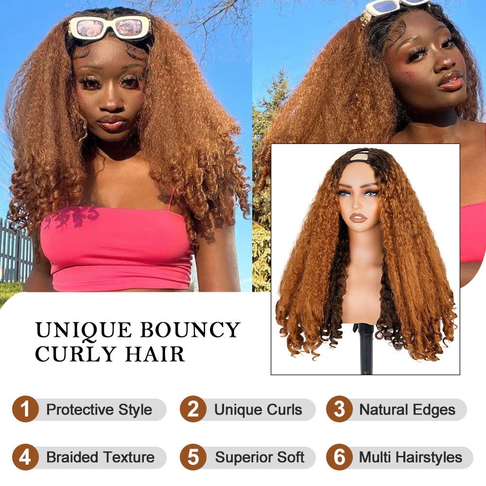 DR2/9T2 Ombre Burgundy V part Afro Wig with Curly End
