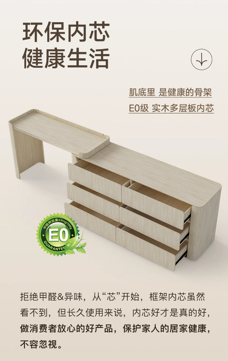 Multi-layer Solid Wood Rock Board Dressing Table Bedside Table Integrated Designer Bedroom Modern Minimalist High-grade Gray Makeup Table