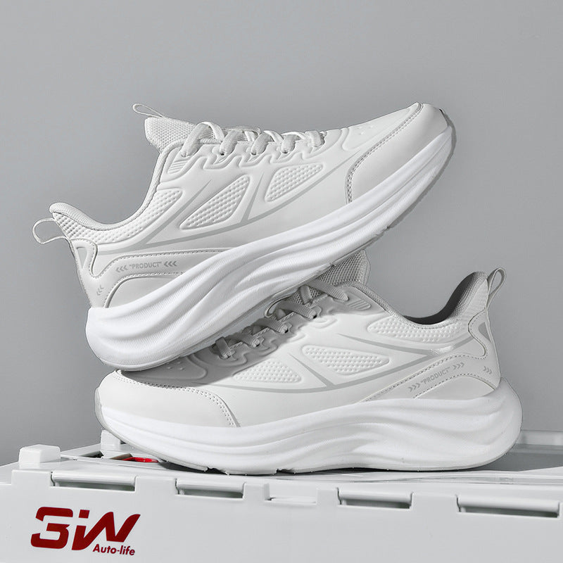 2025New Large Size Leather Waterproof Trendy Casual Men's Shoes Non-Slip Wear-Resistant Sports Shoes Shock Absorption Comfortable Running Shoes