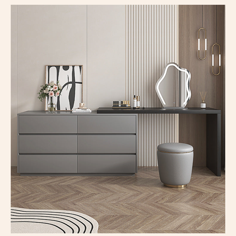 Solid Wood Dressing Table Cream Style Bedroom Modern Simple Makeup Table Chest of Drawers Dressing Table Integrated Cabinet Master Bedroom Bedside Cabinet