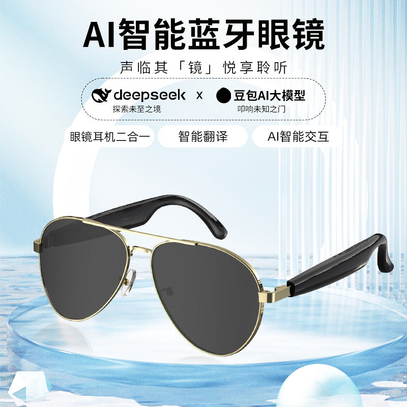 Factory Direct Supply ai Smart Translation Bluetooth Glasses Wearable Device Supports Listening to Music and Calling Hot Sale ai Translation