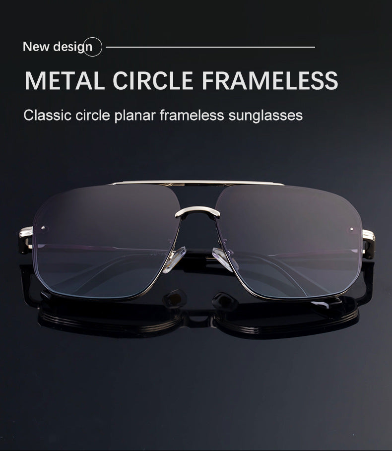 2025New European and American Fashion Square Frame Sunglasses for Men High-End Frameless Sunglasses Men Trendy Sun Protection shades