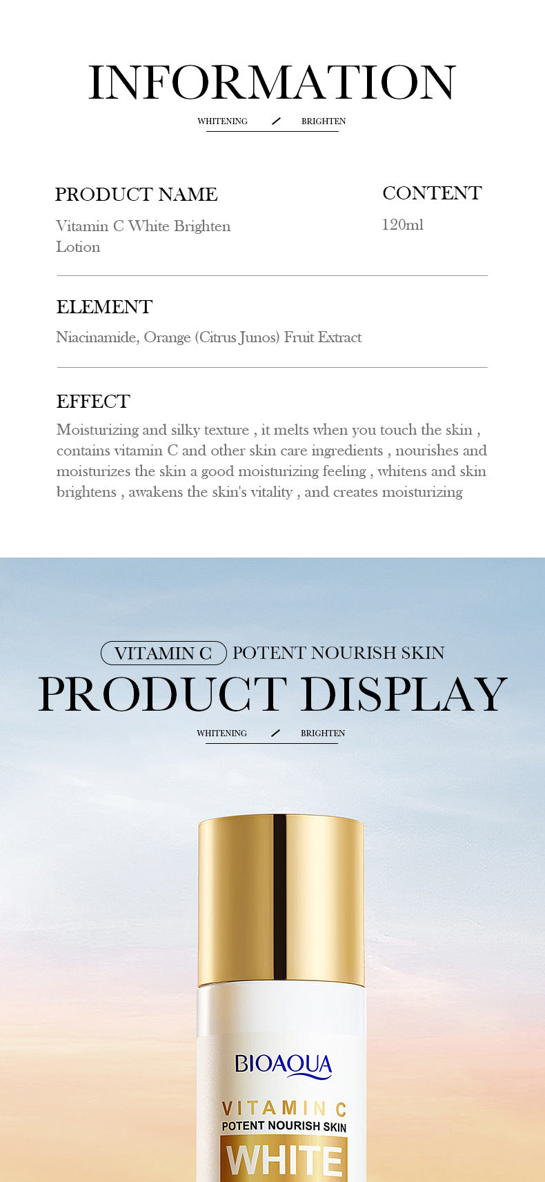 All English Vitamins C Whitening Skin Care Set BIOAOUA Cleansing and Moisturizing Five-Piece Set  Wholesale