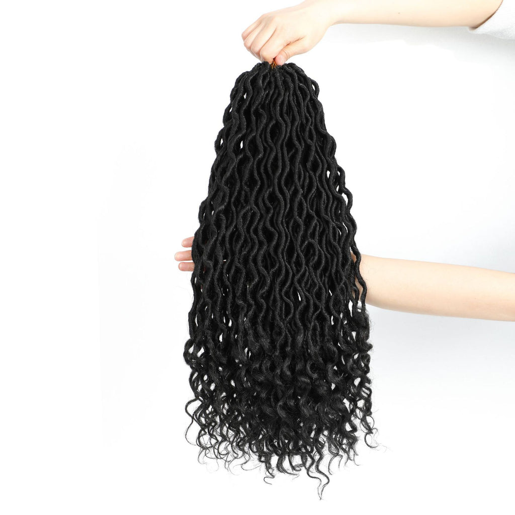 Cross-border European and American Synthetic Hair Wigs Curved Up and Down Crochet Hair Wigs Goddess Faux Locks Curly Handwoven