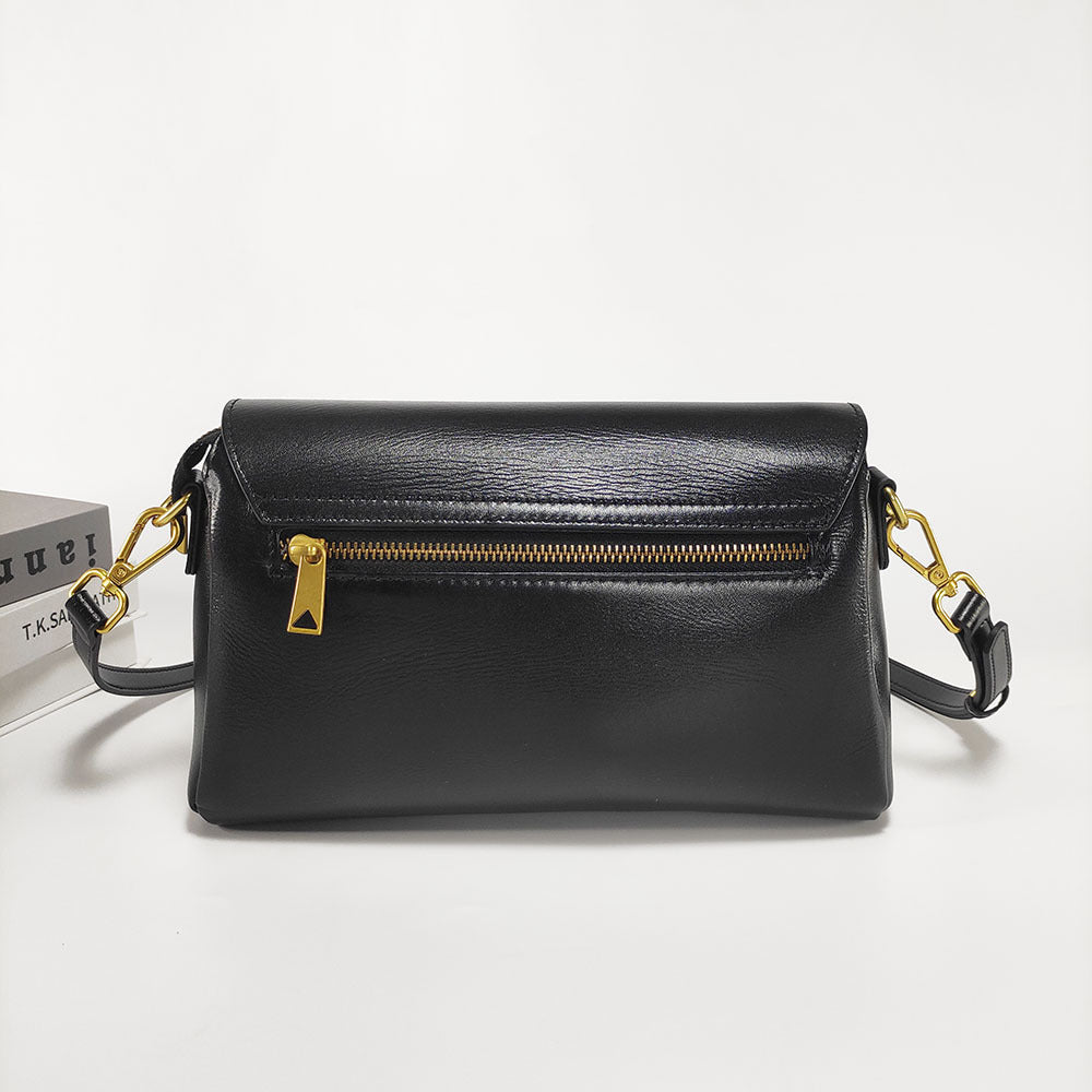 Fingerprint Unlock Bag Niche Genuine Leather Women's Bag High-end Flocked Top Layer Cowhide Single Shoulder Crossbody Commuter Underarm Bag