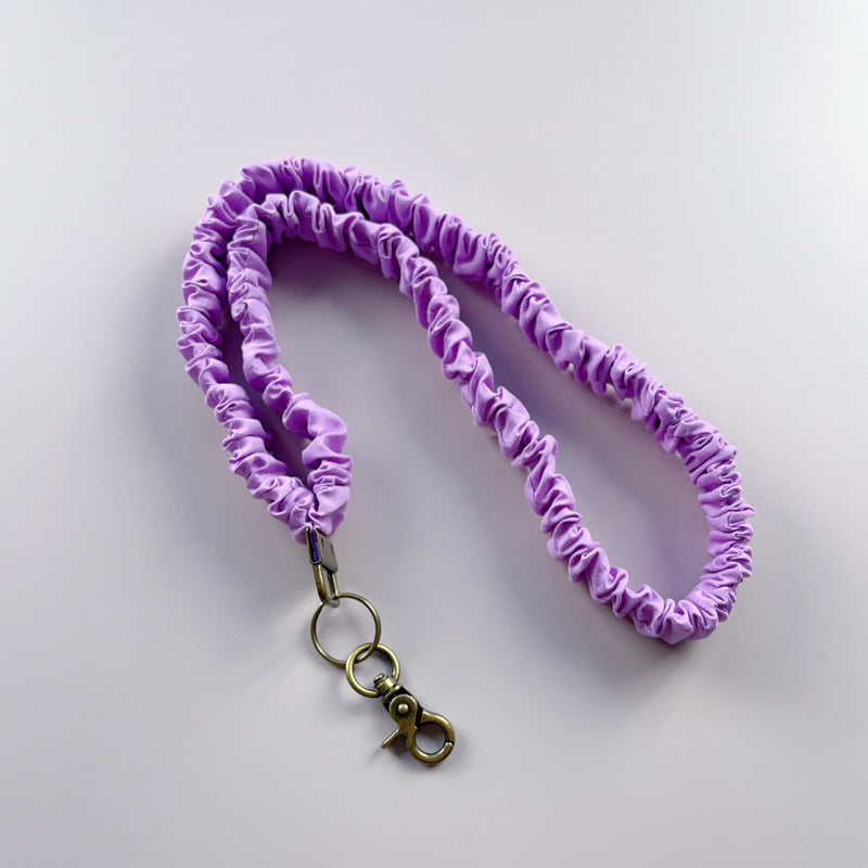 Keychain Large Elastic Polyester Wrinkle Print Hanging Ring Buckle Work Badge Phone Lanyard Chain