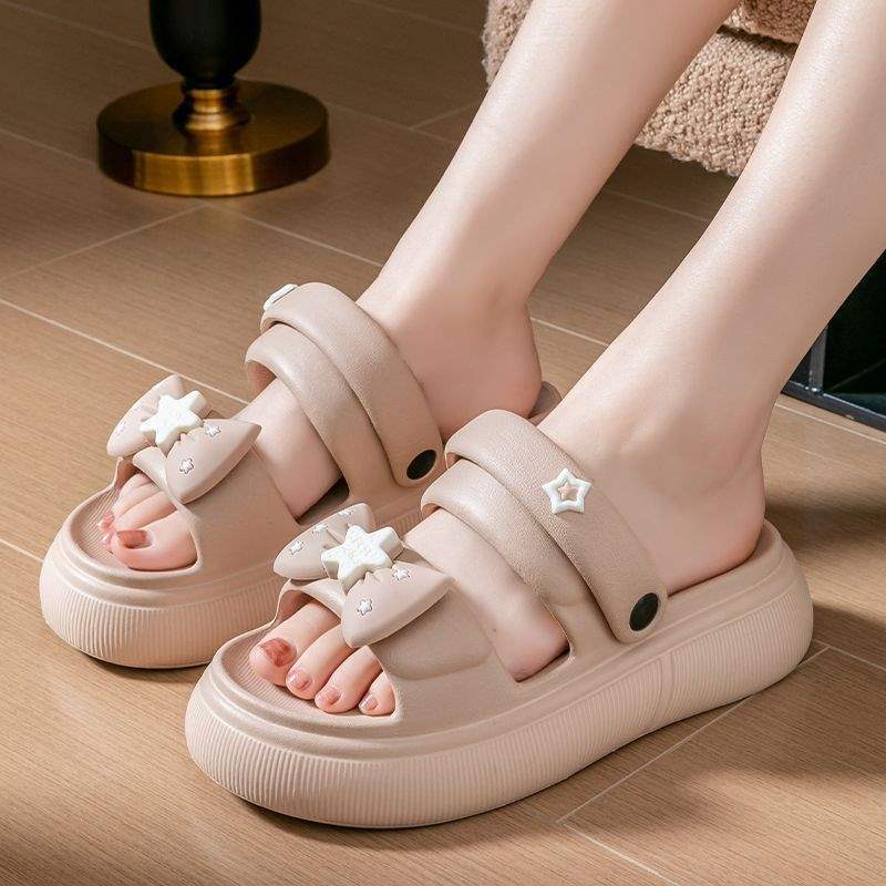 Thick Bottom eva Women's Summer New Indoor Slippers ins Cute Bowknot Sandals Non-Slip Height Increasing Outdoor Fashion