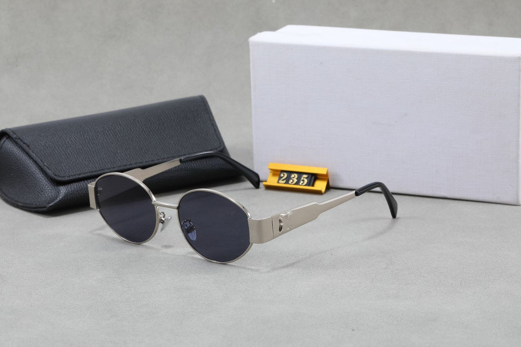 Vintage Old Money Style Metal Oval Sunglasses Sun Protection High-End Small Frame Hong Kong Style Triumphal Arch Sunglasses