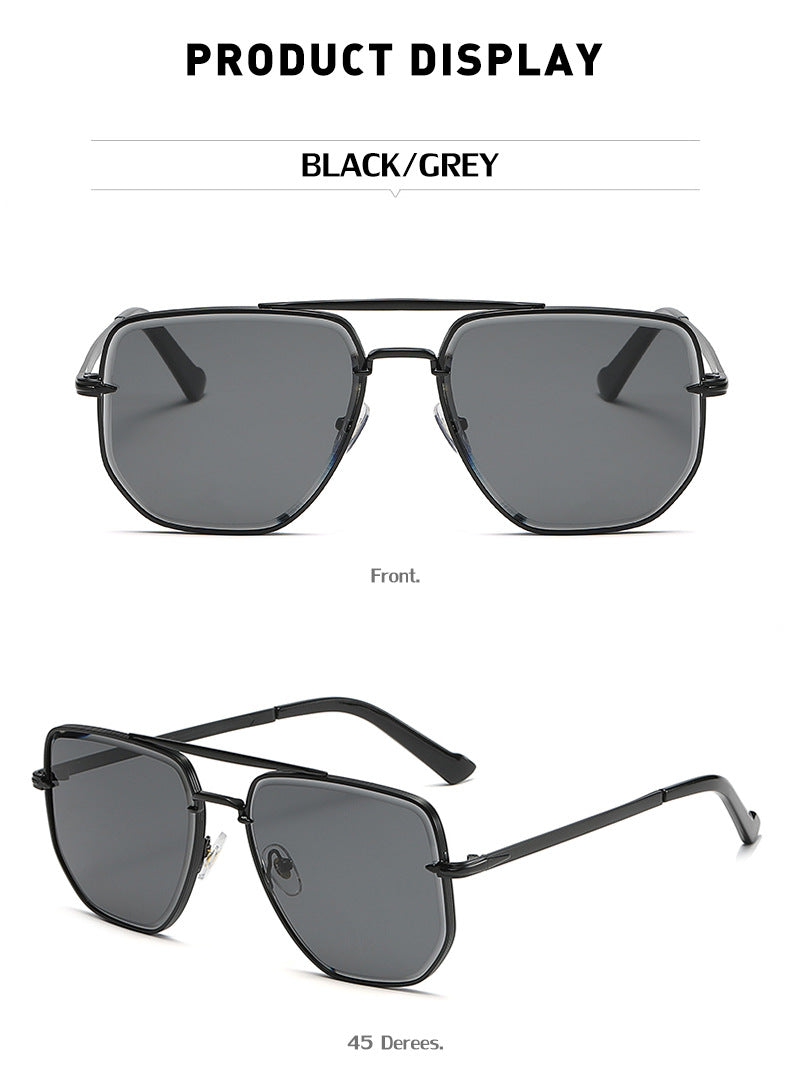 Fashion Double Bridge Sunglasses for Men UV Protection Driving Diamond Cut Edge Sunscreen Sunglasses for Women Wholesale