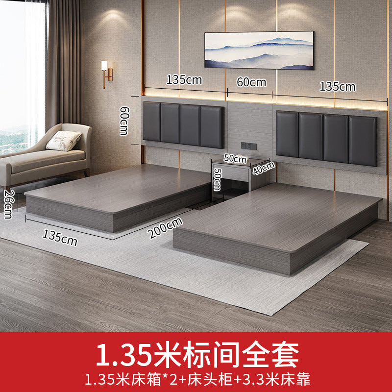 Hotel Guesthouse Bed Standard Room Full Set Furniture Apartment Homestay Single Double Bed Hotel Rental Room Special Bed Box