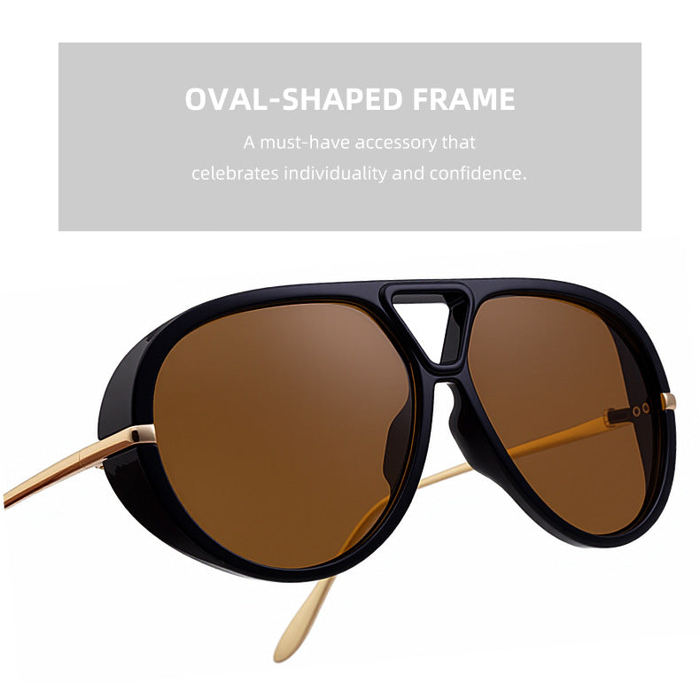 2025New European and American Style Toad Sunglasses for Men, Double Bridge Aviator Glasses, Outdoor Sun Protection Sunglasses for Men