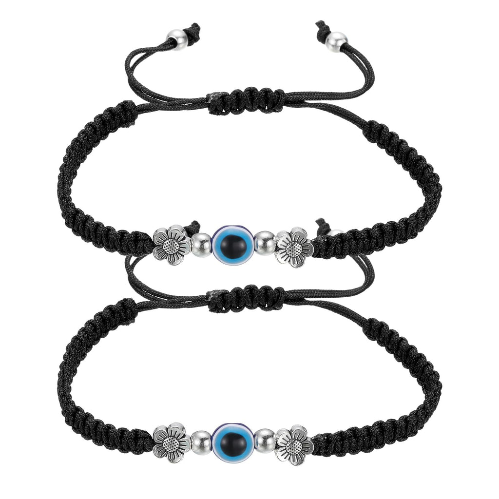 Blue Eyes Braided Bracelet Flower Adjustable Pull Bracelet Handmade Winding Evil Eye Braided Bracelet