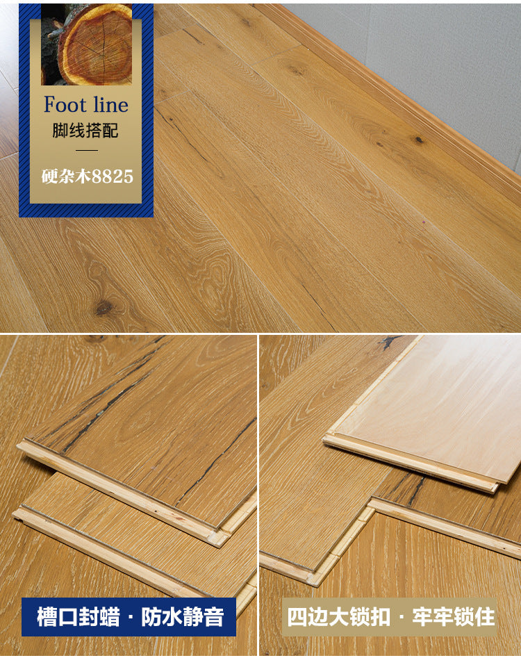 Door-to-Door Installation Old Three-Layer Large Board Pure Three-Layer Solid Wood Floor Oak Log3.0-4.0mm Underfloor Heating