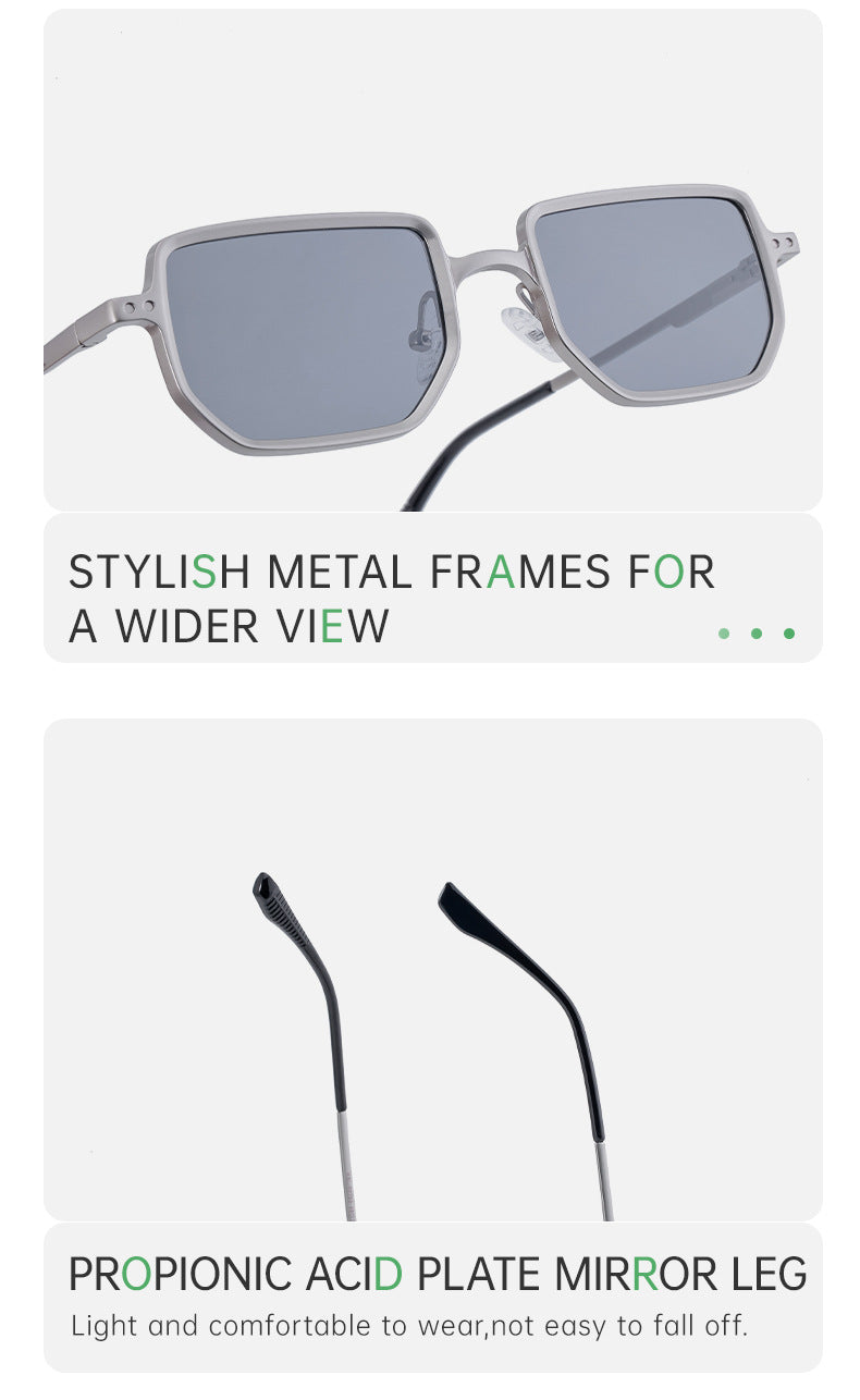 2025New Square Frame Sunglasses for Men with Metal Spring Temples, Sun Protection Glasses, Wholesale for Men shades