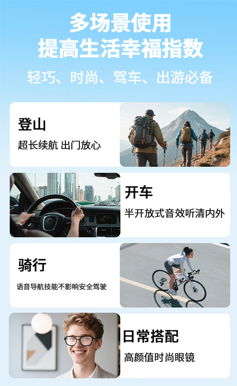 Source manufacturer smart glasses Bluetooth calling and listening to music ai Translation Black Frame Translucent Glasses for Daily Office Wear