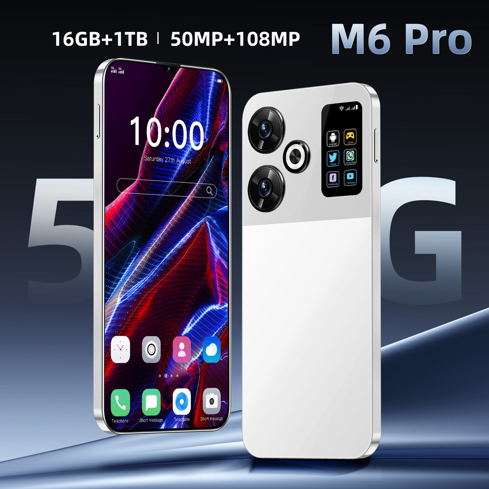 New Mobile Phone M6 Pro Large Screen7.3Inch16+1T Low Price Spot Wholesale Smartphones(Popular)