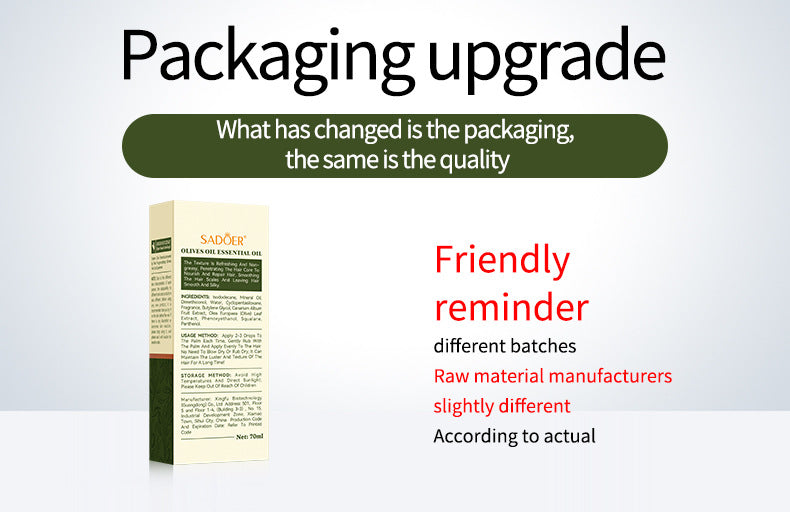 Full English Olive Hair Care Essential Oil70ml SADOER Qihuan Shiny Smooth Hair Conditioner  Wholesale