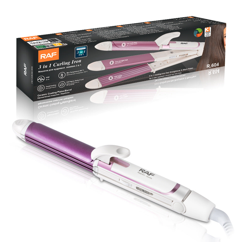 RAF EU Standard Straightening and Heating Hair Iron Portable Curling Iron Dormitory Home Fluffy Multi-Functional Curling Iron