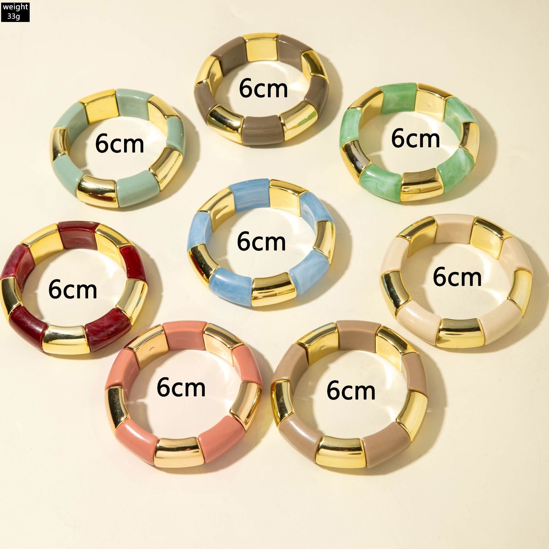 European and American Style Bohemian Bamboo Tube Color Block Elastic Beaded Bracelet Simple Fashion Bracelet Wholesale