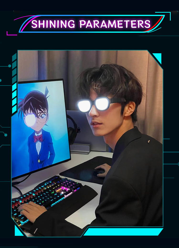 New LED Glowing Red Eye Glasses Same Style Glowing Glasses Personality Funny Party Performance Flashing Props