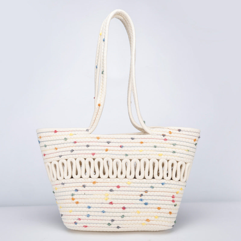 Single Shoulder Bag Hollow Summer Woven Bag New Large Capacity French Straw Bag Beach Vacation Beach Bag for Women
