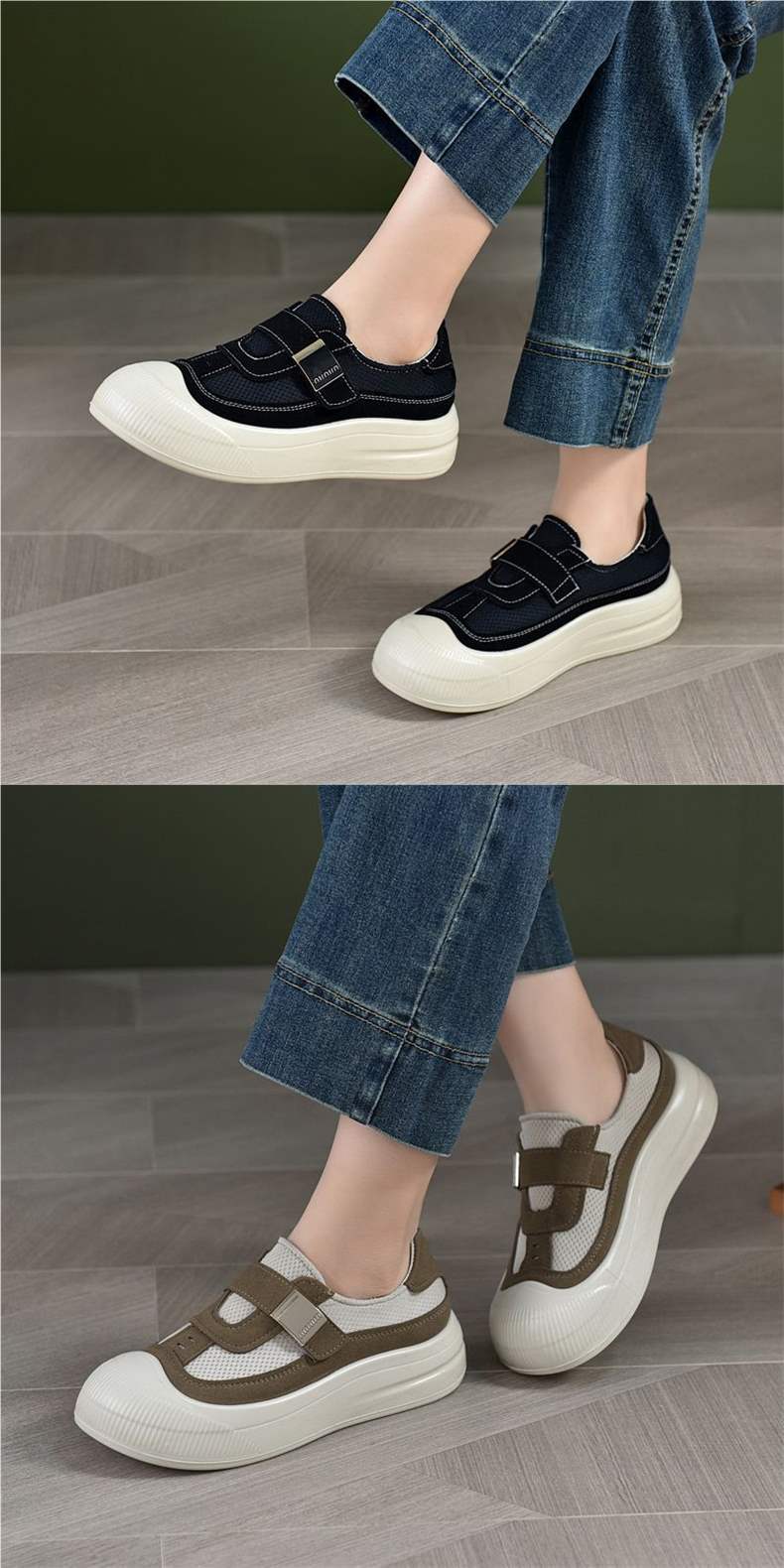 New Round Toe Fashion Sports Casual Shoes Mesh Soft Sole Women's Shoes Retro Niche Fashion Low-top Single Shoes Mom Shoes