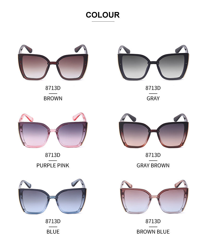 Internet Celebrity Cat Eye Large Frame Sunglasses for Women Fashion Trend UV Protection Sunglasses Korean Style Glasses sunglasses