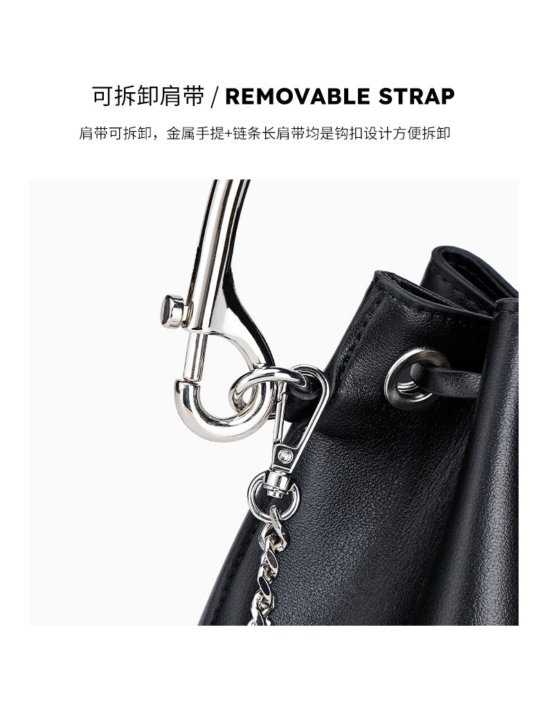 European and American Style Bucket Bag High-Quality Texture Fashion Women's Bag Drawstring Handbag Niche Versatile Shoulder Crossbody Bag for Women