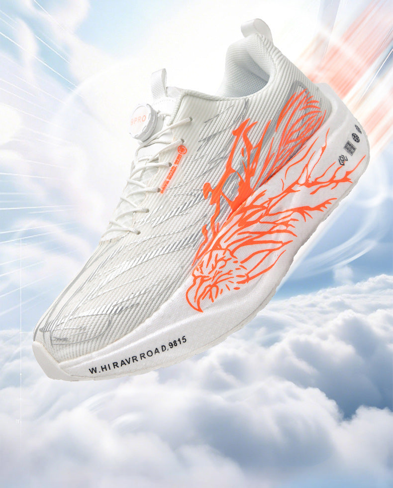 Casual Luminous Double Mesh Thickened Rotating Buckle Sports Shoes Parent-Child Real Carbon Plate Soft Sole Rebound Lightweight Comfortable Running Shoes