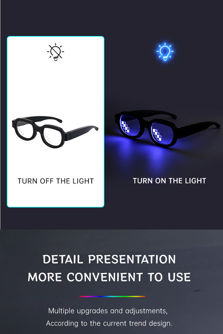 New LED Glowing Red Eye Glasses Same Style Glowing Glasses Personality Funny Party Performance Flashing Props