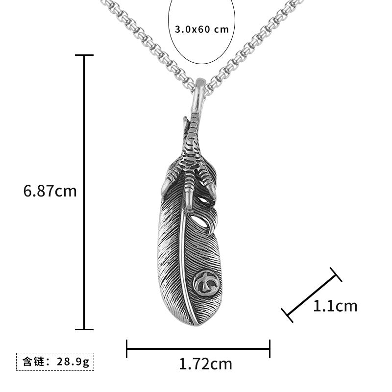 European and American Retro Men's Stainless Steel Pendant Trendy Men's Domineering Steel Pendant Takao Goro Big Claw Pendant