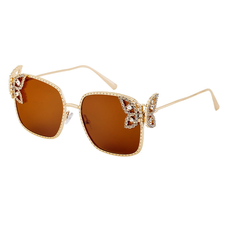 European and American Fashion Personality Butterfly Diamond Sunglasses for Women Metal Frame Sunglasses Women's Sun Protection Glasses shades